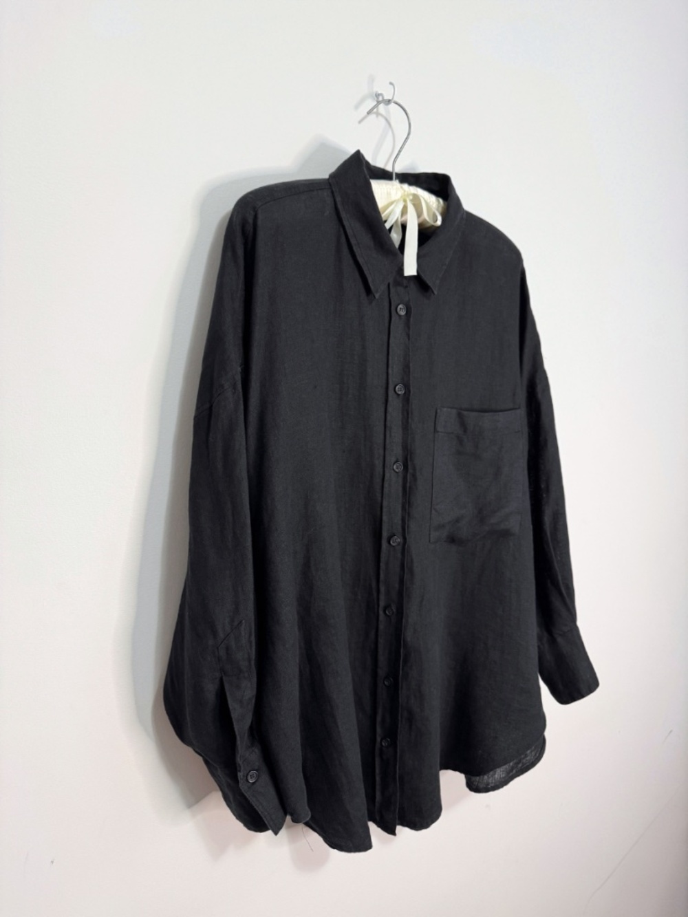 Zara Black Linen Button Up Chemise L